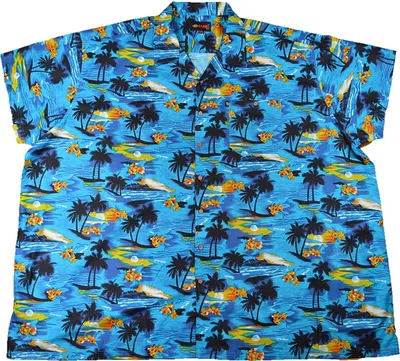Produktbild von KAMRO Übergrößen Herren-Hawaiihemd Blau/Schwarz/Gelb 10XL