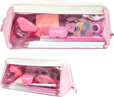 Obrázek produktu pro YPLUS Penál pro dívky - Velkorysý penál s kosmetickou taštičkou - Růžová sada psacích potřeb