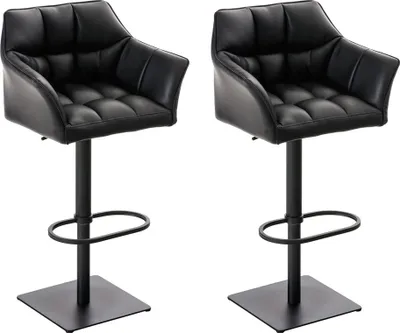 Produktbild von 2er Set Barhocker SIHAR - Kunstleder Schwarz 64x45x88 cm Schwarz | Barstuhl Höhenverstellbar Mit Lehne Drehbar Tresenhocker Tresenstuhl Kneipenhocker