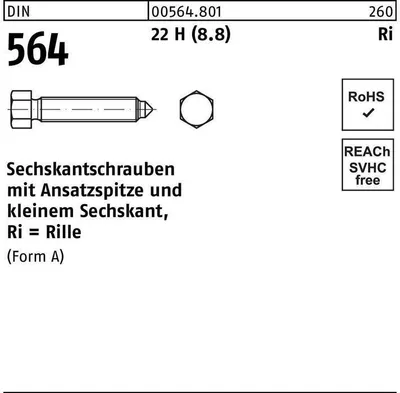 Produktbild von Reyher  Sechskantschrauben DIN 564 22H/8.8 AM 16x50 SW 19 (25 Stück)