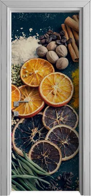 Produktbild von Tür Selbstklebende 80x210 cm Türfolie Türtapete Klebefolie - Gewürze Gemüse