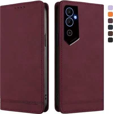 Immagine prodotto di Custodia per Tecno Pova Neo 2, custodia retro in Finto cuoio con supporto e slot per carte di credito Rosso