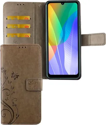 Produktbild von Huawei Y6P Handy Hülle Schutz Tasche Cover Flip Case Kartenfach Grau