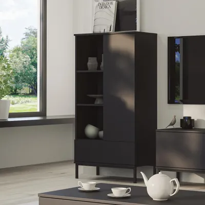 Produktbild von Bücherregal Dallas 70cm Breite, Standregal mit Metallfuße, Stilvoll Wohnzimmer (Farbe: Schwarz)