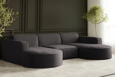 Zdjęcie produktu dla Sofa w kształcie U MODENA narożnik tkanina Poso ciemnoszary