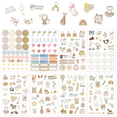 Produktbild von Scrapbooking Sticker Set, 434 Stück, wiederverwendbar, für Babyalben