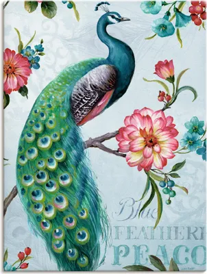 Produktbild von ARTland Leinwandbild Blau gepfederter Pfau Größe: 45x60 cm