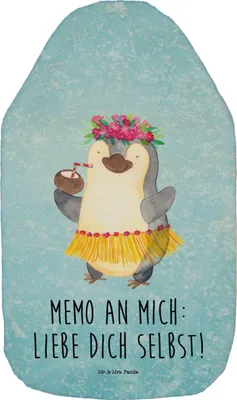 Produktbild von Mr. & Mrs. Panda Wärmekissen Pinguin Kokosnuss - Eisblau - Geschenk, Urlaub, Hawaii, Wärmflasche, Flauschige, naturkautschuk, mit Bezug, gummi