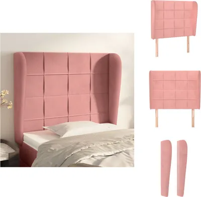 Produktbild von vidaXL Kopfteil mit Ohren Rosa 83x23x118/128 cm Samt -  Kopf- & Fußenden