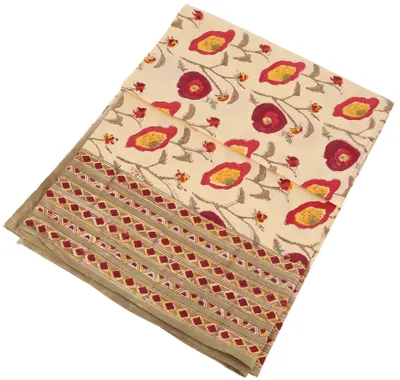 Produktbild von Blockdruck Tagesdecke, Bett & Sofaüberwurf, Handgearbeiteter Wandbehang, Wandtuch - Design 18, Gelb, Baumwolle, Größe: Double 225*275 cm