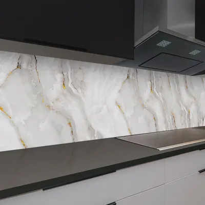 Produktbild von Küchenrückwand Marmor Gold 60 x 300 cm, robuste ABS-Kunststoff Platte Monolith mit Direktdruck
