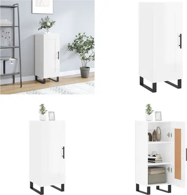 Produktbild von vidaXL Sideboard Hochglanz Weiß 34,5x34x90 cm Holzwerkstoff - Sideboard - Sideboards - Schrank - Aufbewahrungsschrank