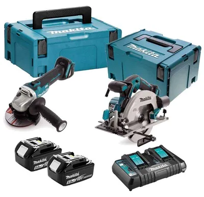 Produktbild von Kombipaket 2 Werkzeuge 18V (DGA506 + DHS680) (2x5,0 Ah) - MAKITA DLX2277PTJ