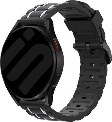 Produktbild von Strap-it Samsung Galaxy Watch 6 Classic 47mm Robustes Silikon Armband (Schwarz/Weiß)