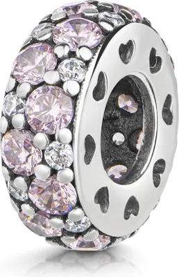 Produktbild von MATERIA by Matthias Wagner Beads Spacer Zirkonia rosa weiß - Herz Charm Anhänger Silber 925 Damen #500