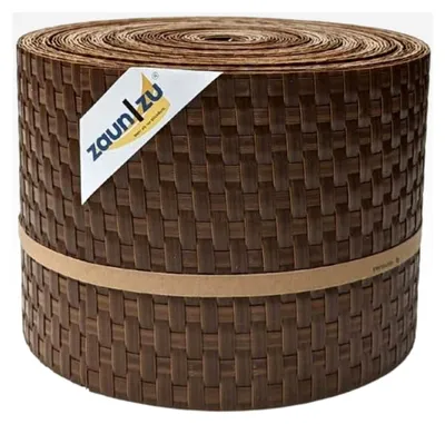 Produktbild von Rattan Sichtschutzstreifen 26 Meter Rolle x 19cm hoch | PE für Doppelstabmatten UV-beständig | Zaunblende aus Deutschland | Robustes Design in Honigbraun
