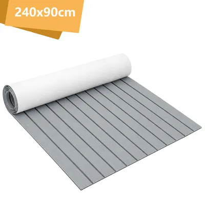 Image de Revêtement de sol antidérapant Peviasot, tapis de pont en teck, mousse EVA, tapis de sol autoadhésif pour yacht, couleur gris clair, dimensions 240x90 cm