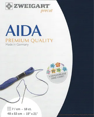 Immagine prodotto di AIDA Zweigart pretagliata 18 ct. Aida 3793 colore 589 blu scuro, tessuto contato per punto croce 48x53cm