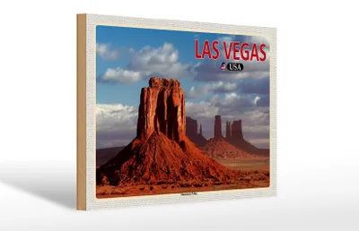 Produktbild von Holzschild Reise 30x20cm Las Vegas USA Monument Valley Hochebene