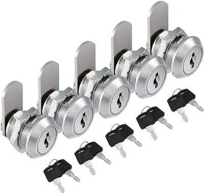 Produktbild von 5 Stück 16mm Briefkastenschloss Gleichschliessend Möbelschlösser Verschiedenschliessend Zylinderschloss Set mit 5 Schlüssel, Zylinder Cam Lock Schrankschloss Nockenschloss Spindtürschloss