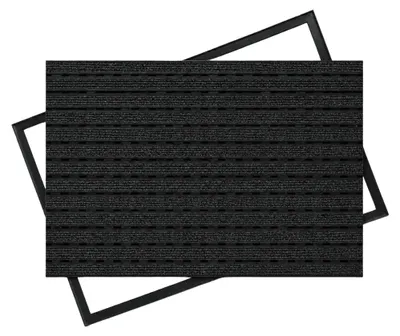 Produktbild von POLENTEX Aluminium Fußmatte für Türen, 75x50 cm, 17 mm Profilhöhe, Premium Black, Rips, Farbe: Anthrazit, für Innenbereiche