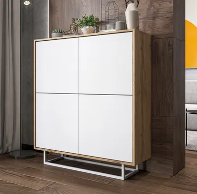 Zdjęcie produktu dla Komoda NILA 4D 113 dąb wotan/biała mat