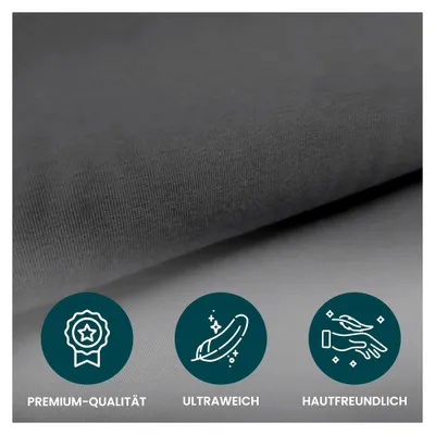 Produktbild von Bettlaken für Queensbett im Wohnwagen - 3er Set - 1 Molton, 2 Spannbettlaken - 1 Grau + 1 Antrazit - Bettlaken aus hochwertiger Baumwolle - Multi-Stretch-Spannbettlaken für Wohnmobile und Wohnwagen