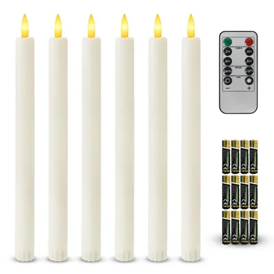 Produktbild von LED Stabkerzen mit Fernbedienung, Flammenlose Tafelkerzen mit Timerfunktion, LED Kerzen 6 Stück für Weihnachtsdeko, Zimmer Deko, Hochzeit und Party