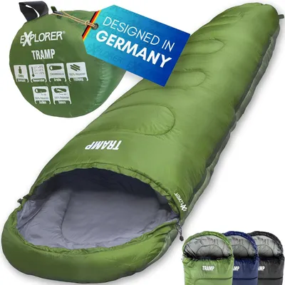 Produktbild von EXPLORER® Schlafsack Tramp leicht, warm, koppelbar, geräumig, GRÜN 230x80x55