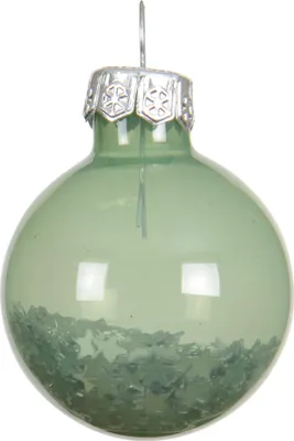 Produktbild von Weihnachtskugeln Glas 3cm mit Sternfüllung 9 Stk Matchagrün