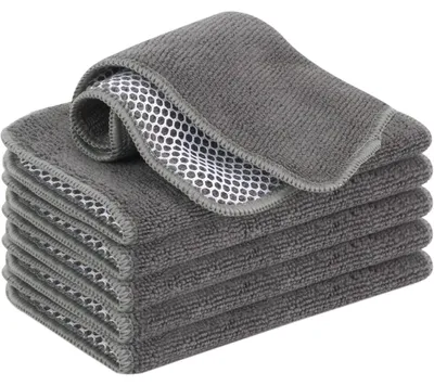 Productafbeelding van Microvezeldoekjes, 6 stuks, 20x20 cm, grijs, met schuurszijde van polygaas