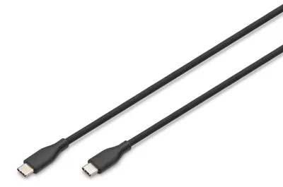 Produktbild von Digitus USB-C Silikon Anschlusskabel, 0,5m, schwarz, 0,5 m, USB C, USB C, USB 2.0, 0,48 Gbit/s, Schwarz, Weiß