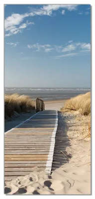 Produktbild von Wallario selbstklebende Türtapete 93 x 205 cm - Auf dem Holzweg zum Strand - Abwischbar, rückstandsfrei zu entfernen