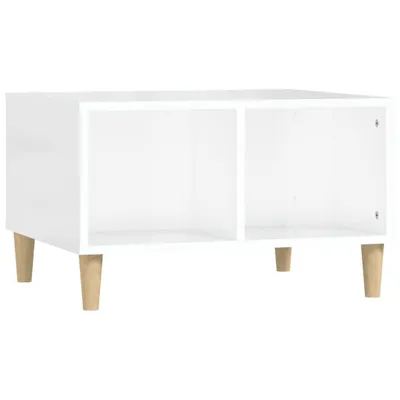 Image de Table basse Blanc brillant 60x50x36,5 cm Bois d'ingénierie