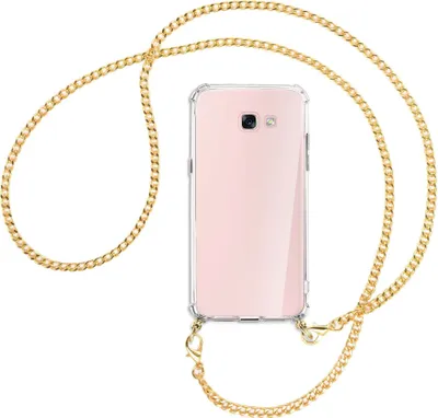 Produktbild von Handykette Backcover-Schutzhülle mit Band (Metall goldfarben) für Samsung Galaxy A7 2017 - goldfarbene Kette