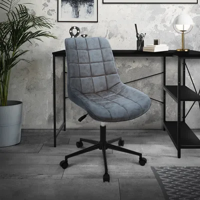 Produktbild von ML-Design Bürostuhl Antrahzit aus Kunstleder Metallgestell Polsterstuhl mit Rückenlehne höhenverstellbar 360° Drehstuhl Ergonomischer für Home Office