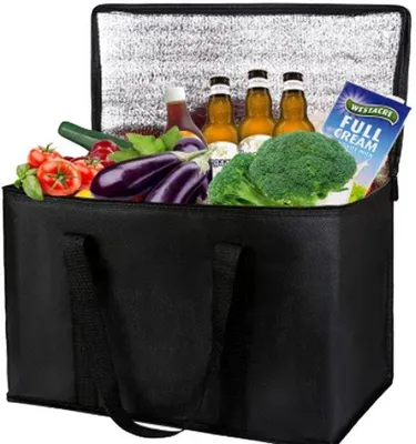 Immagine prodotto di Borsa della spesa grande, monospartita e termica - Borsa termica per cibi caldi e freddi - Pratica borsa porta-pranzo con rivestimento esterno in alluminio - 51*33*25,5 cm