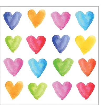 Produktbild von Servietten 25x25 cm - Aquarell Hearts 25x25 cm