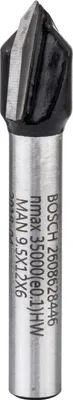 Produktbild von PRO V-Nutfräser, 90° x Ø 9,5, Schaft 6 mm