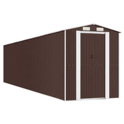 Image de vidaXL Abri de jardin brun foncé 192x855x223 cm Acier galvanisé