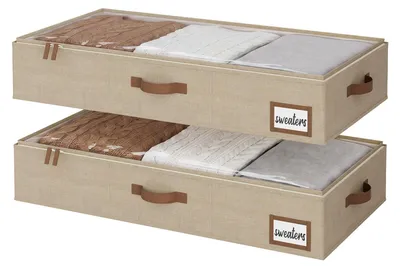Immagine prodotto di Solidchoice - Set di 2 contenitori portaoggetti da mettere sotto il letto, con cerniera e finestra trasparente