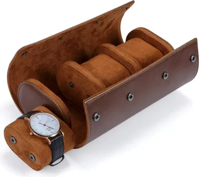 Produktbild von Vintage Uhrenrolle aus echtem Leder – Uhrenaufbewahrungsbox für Reisen