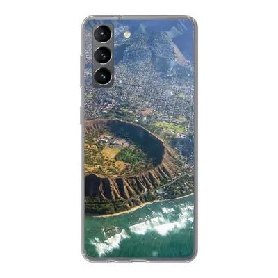 Produktbild von MuchoWow® Handyhülle Schutzhülle Hülle für Samsung Galaxy S21 Ein Luftbild von Honolulu und einem erloschenen Krater auf Hawaii Silikon Softcase Handy Hülle - Softcase