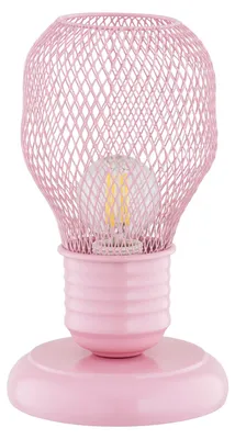 Imagen del producto de Lámpara de mesa en forma de bombilla, modelo PIKOLO, color morado-rosa, 1xE14x10W, metal, dimensiones: 21x11x11 cm, IP20, marca Alfa