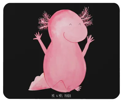 Produktbild von Mr. & Mrs. Panda Mauspad Axolotl Hurra - Schwarz - Geschenk, gummi, Spaß, Mouse Pad, Mousepad, pc, Fröhlich, laptop, Motivation