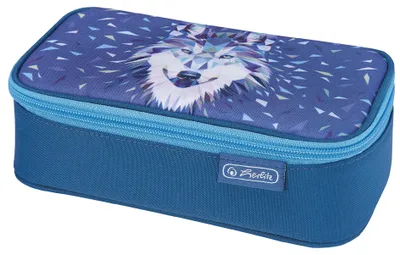 Produktbild von Herlitz Wild Animals Wolf, Hartschalenetui für Stifte, Polyester, Blau, Abbildung, Reißverschluss, Kind
