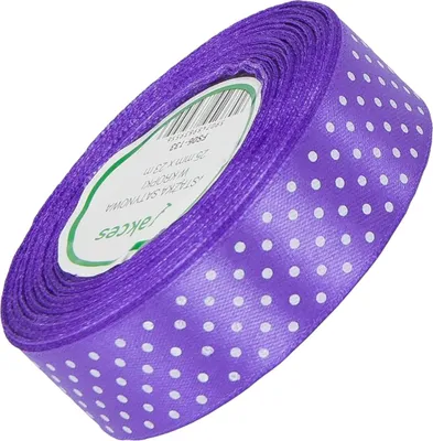 Zdjęcie produktu dla WSTĄŻKA SATYNOWA w kropki 25 mm - wrzosowa 133 - 23 m - dekoracyjna tasiemka