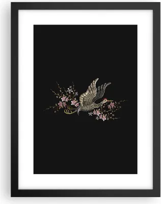 Produktbild von Gerahmtes Poster - Schwarzer Rahmen - Asiatisch Vogel Blumen - 30x40 cm - Wand Bild - Wanddeko - Wandbilder - Kunstposter - Wandposter - Bilderrahmen - Bilder - Kunstdruck - P2BPA30x40-4614