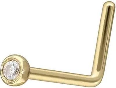 Produktbild von Nasenpiercing, Nasenstecker 14/18 Karat Gold Nasenstecker L-Form EINGEFASSTER MOISSANIT 18 Karat | Gold Kristallgröße: 1,8mm
