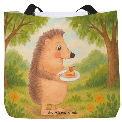 Produktbild von Mr. & Mrs. Panda Strandtasche Igel Kuchenstück Design - Weiß - Geschenk, Kuchen, Backen, Beutel, Tote Bag, Unitasche, Geburtstagskuchen, Lustige Sprüche, Tasche, Torte